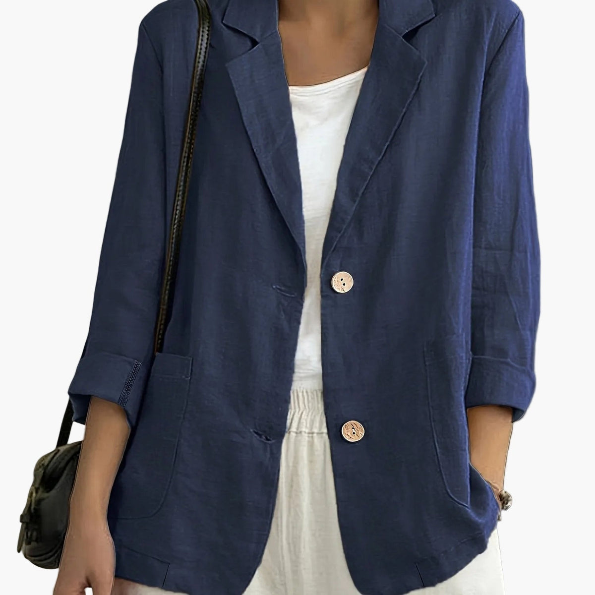Blazer Linen Classic with Notched Lapel and Patch Pockets