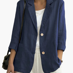 Blazer Linen Classic with Notched Lapel and Patch Pockets