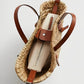 Tote Bag Straw with Faux Leather Finishes and Removable Strap