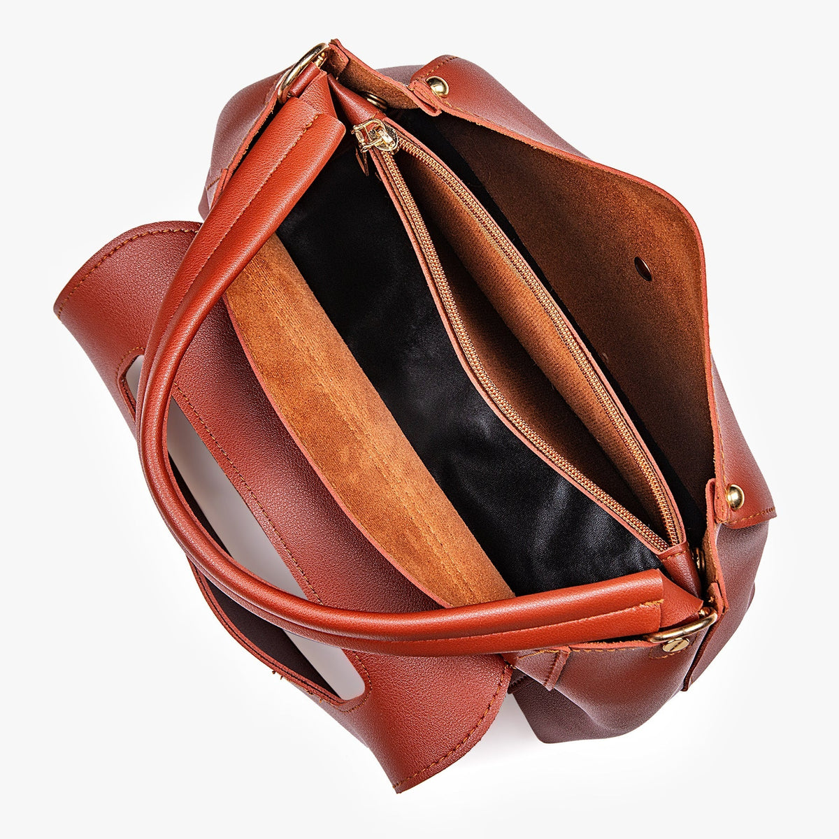 Top Handle Bag Faux Leather with Canvas Crossbody Strap
