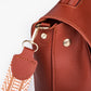 Top Handle Bag Faux Leather with Canvas Crossbody Strap