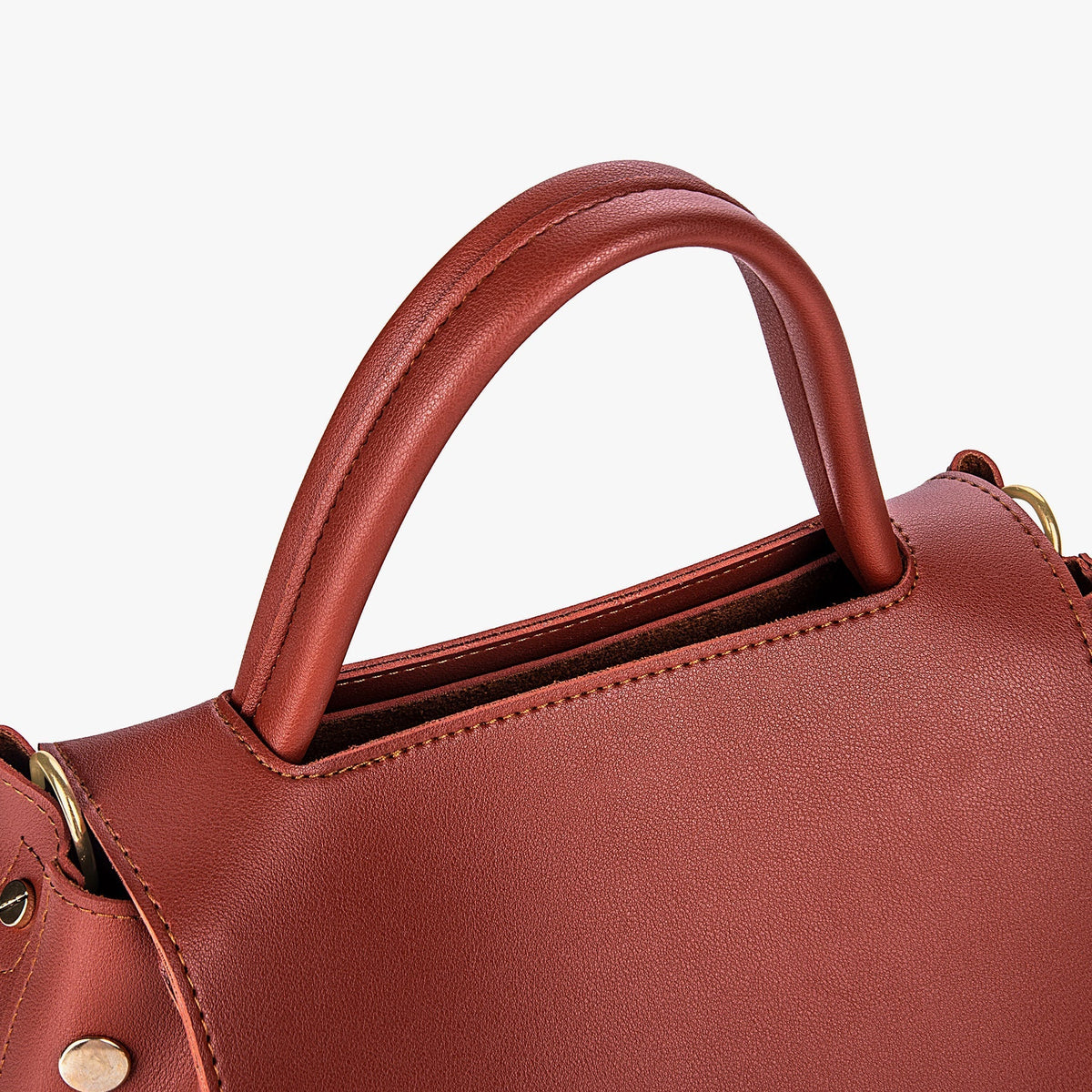 Top Handle Bag Faux Leather with Canvas Crossbody Strap