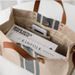 Tote Bag Textured Canvas with Faux Leather Handle and Pockets