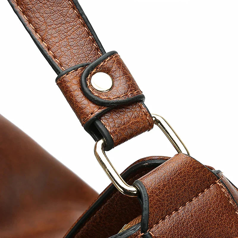 Top Handle Bag Faux Leather with Removable Strap and Zip Top