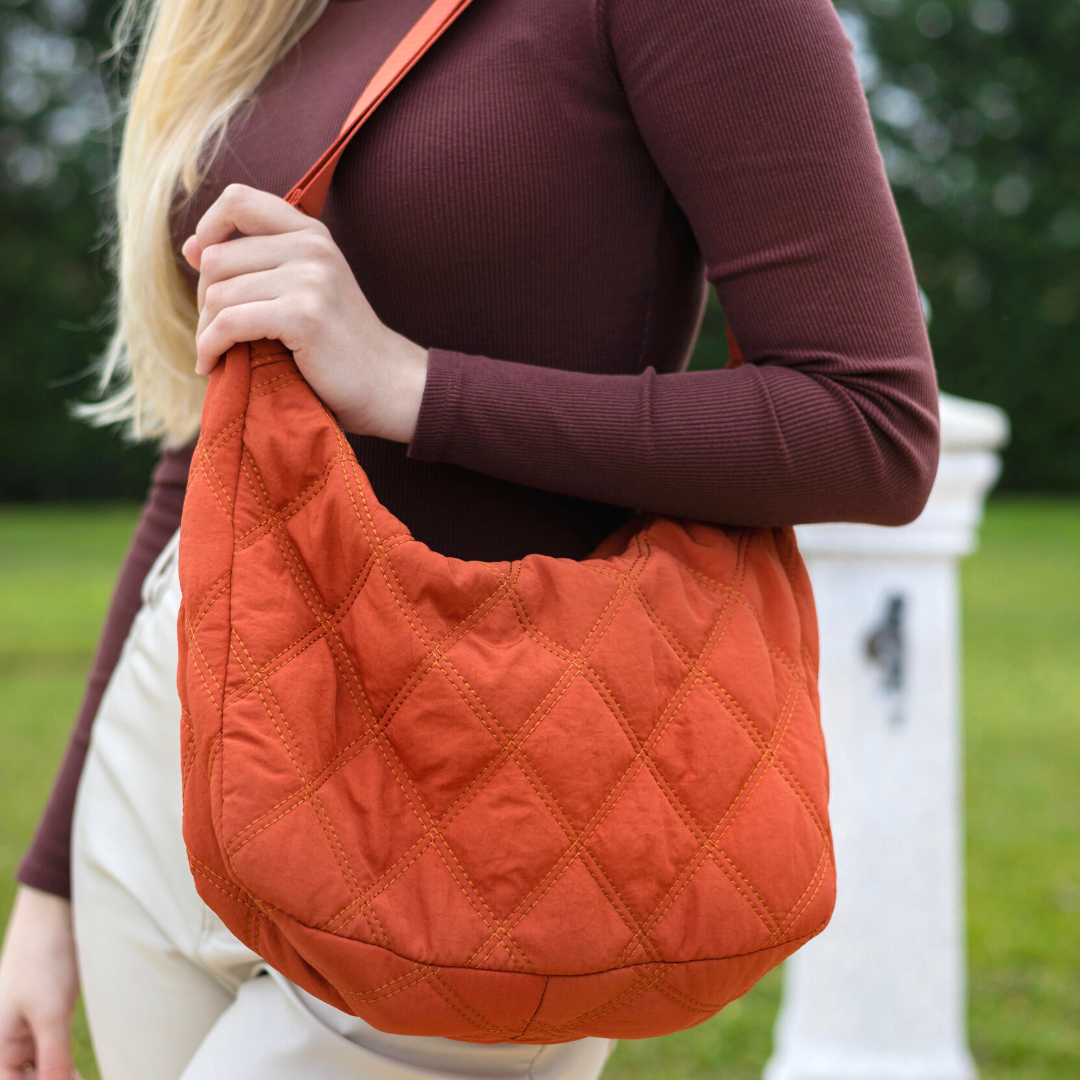 Crossbody Bag Quilted Nylon with Adjustable Shoulder Strap