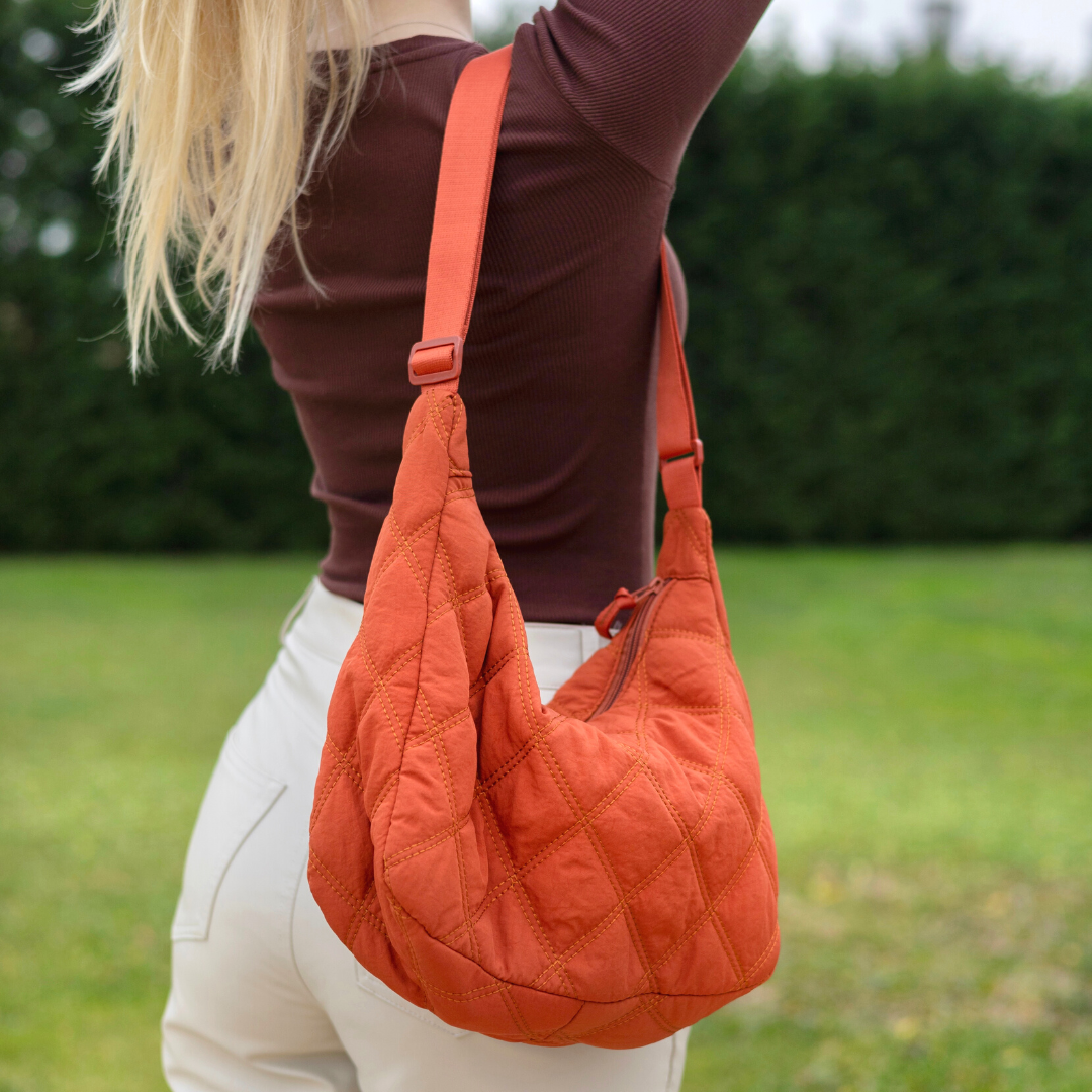 Crossbody Bag Quilted Nylon with Adjustable Shoulder Strap