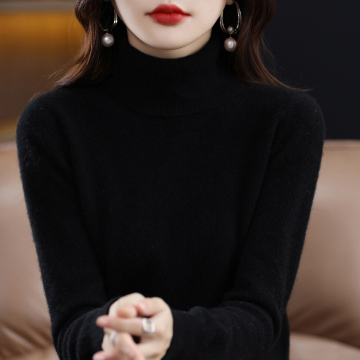 Cashmere-Feel Effortless Roll Neck Jumper