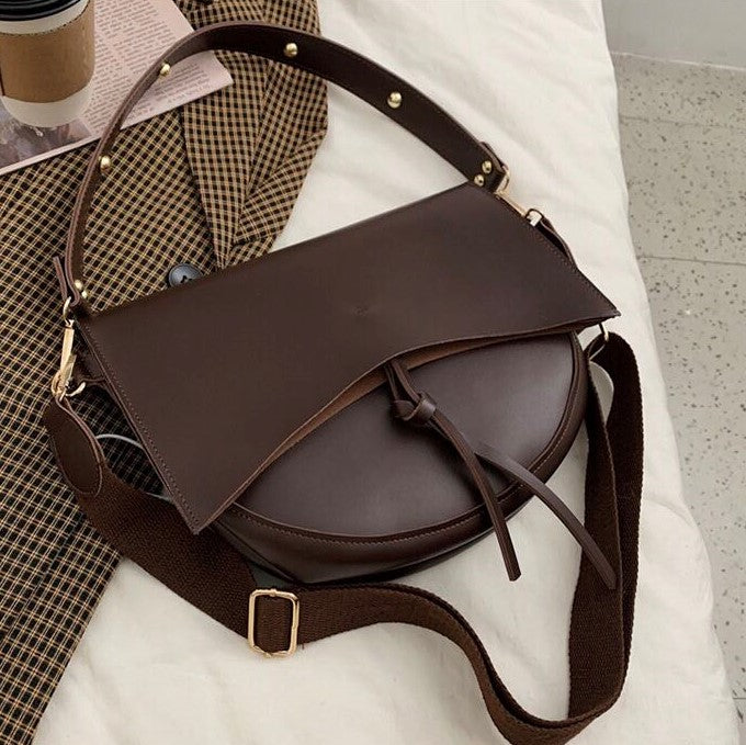 Crossbody Bag Faux Leather with Two Straps, Tassel and Snap Closure