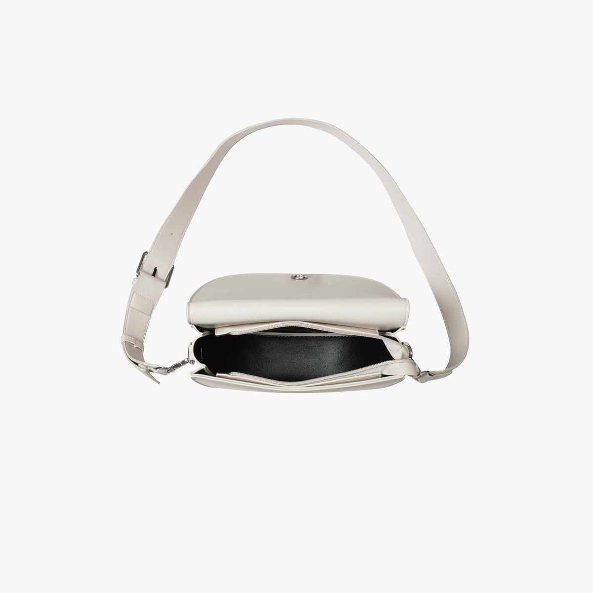 Crescent Bag Faux Leather with Zip and Removable Strap