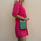 Phone Bag Faux Leather Woven with Top Handles and Strap