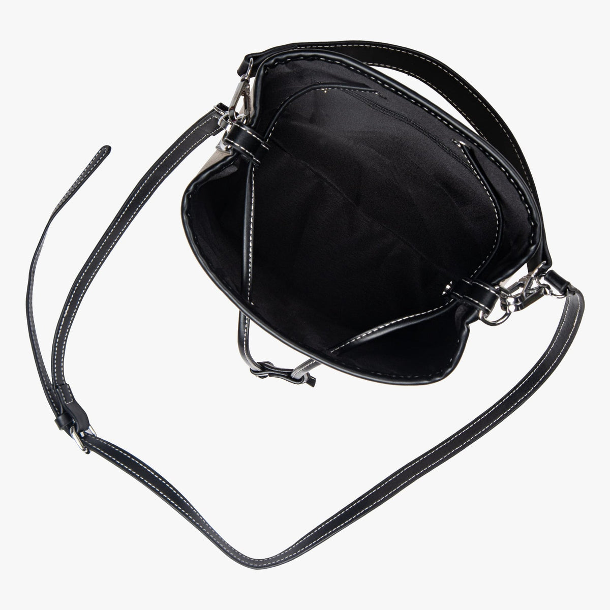 Bucket Bag Canvas Faux Leather with Short and Long Straps