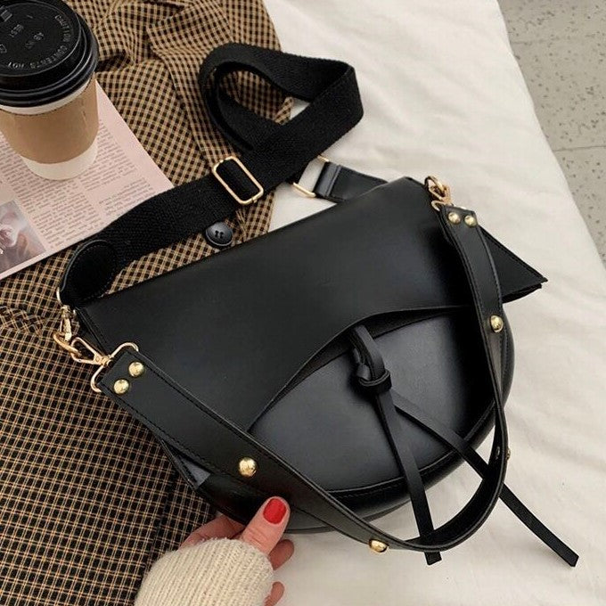 Crossbody Bag Faux Leather with Two Straps, Tassel and Snap Closure
