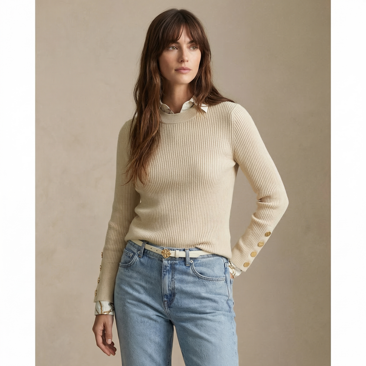 Cotton-Blend Knit Pullover Jumper