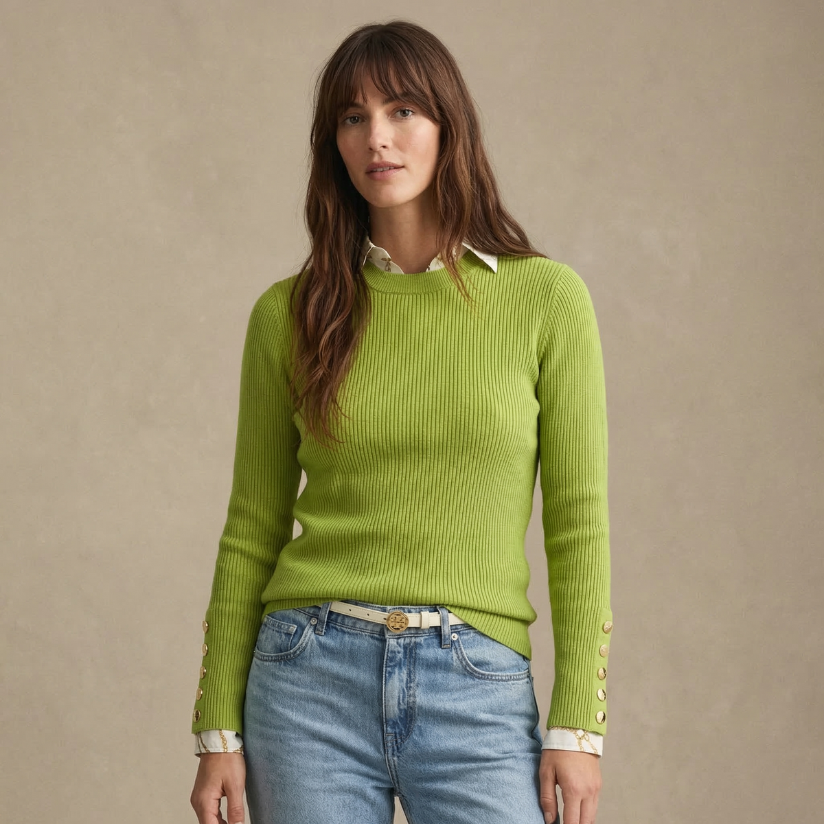 Cotton-Blend Knit Pullover Jumper