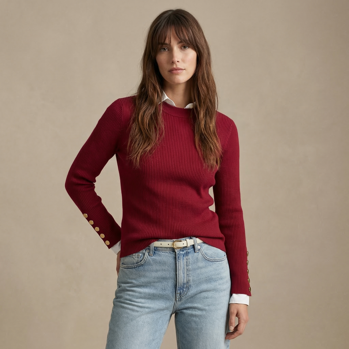 Cotton-Blend Knit Pullover Jumper
