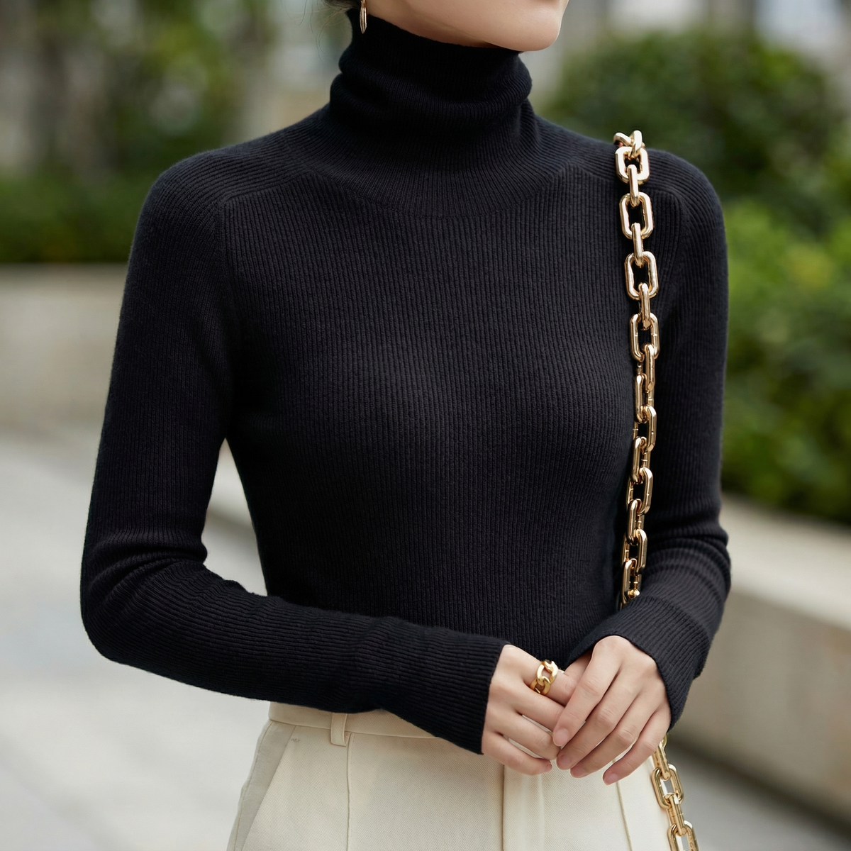 Cashmere-Feel Cloud-Like Roll Neck Jumper