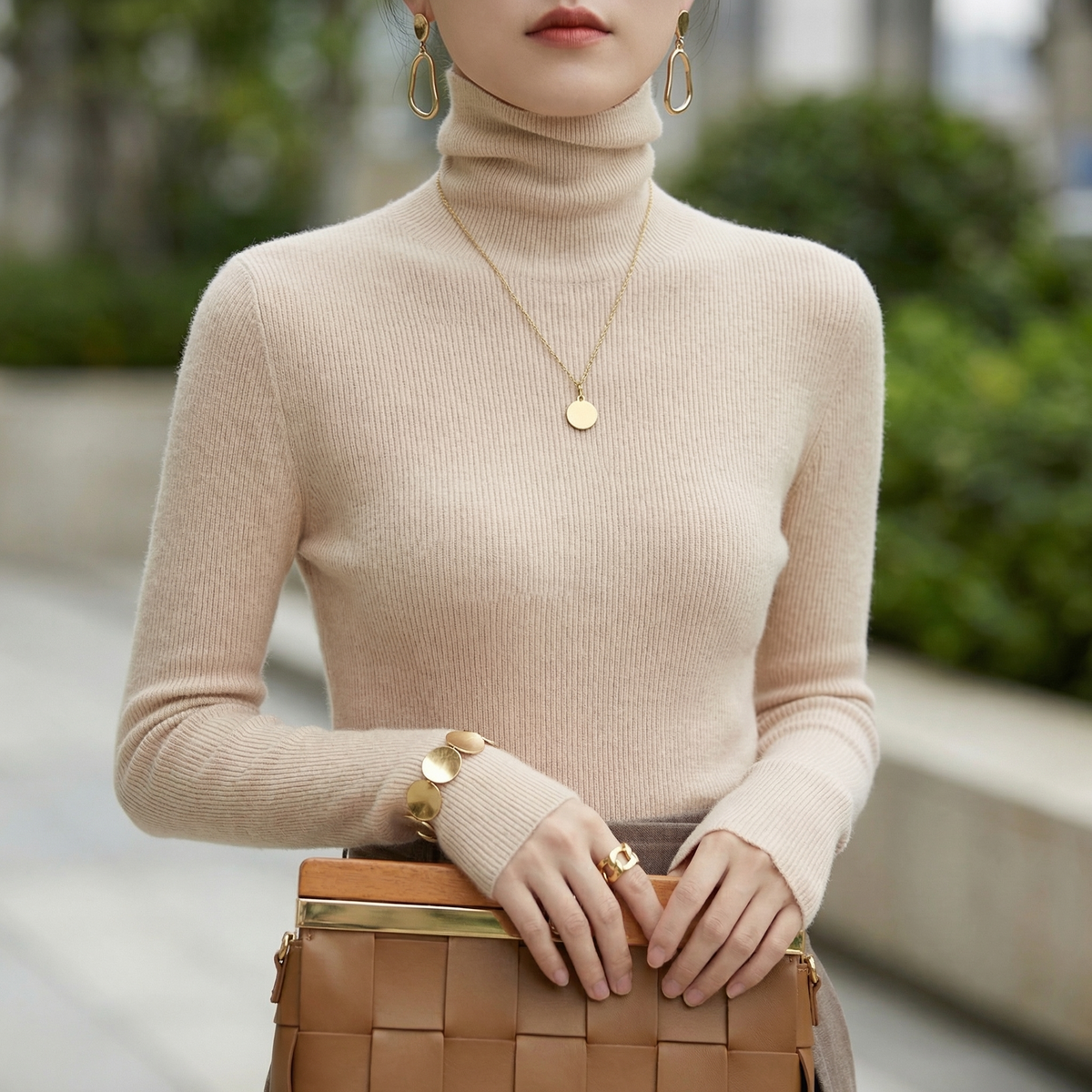 Cashmere-Feel Cloud-Like Roll Neck Jumper