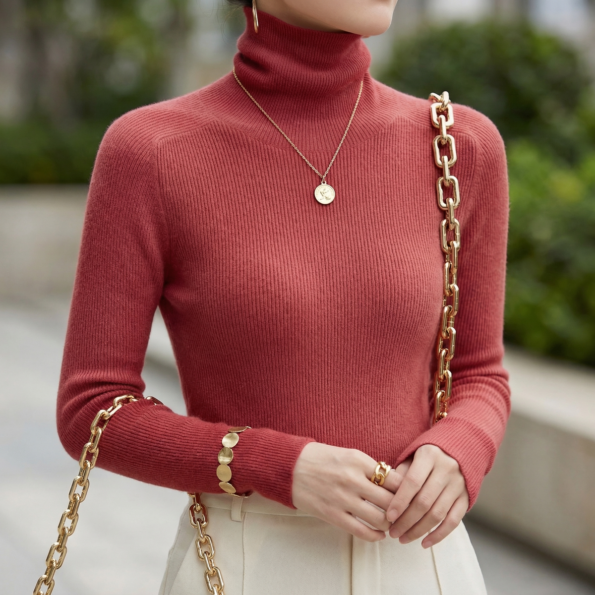 Cashmere-Feel Cloud-Like Roll Neck Jumper
