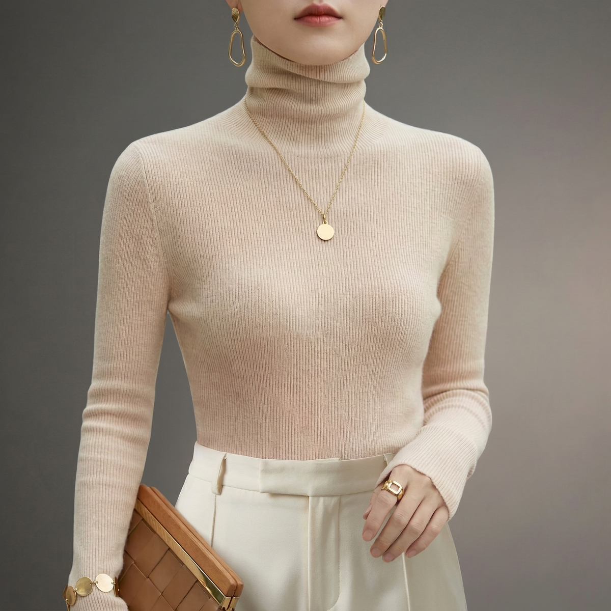 Ultra-Soft Cashmere-Feel Roll Neck Jumper