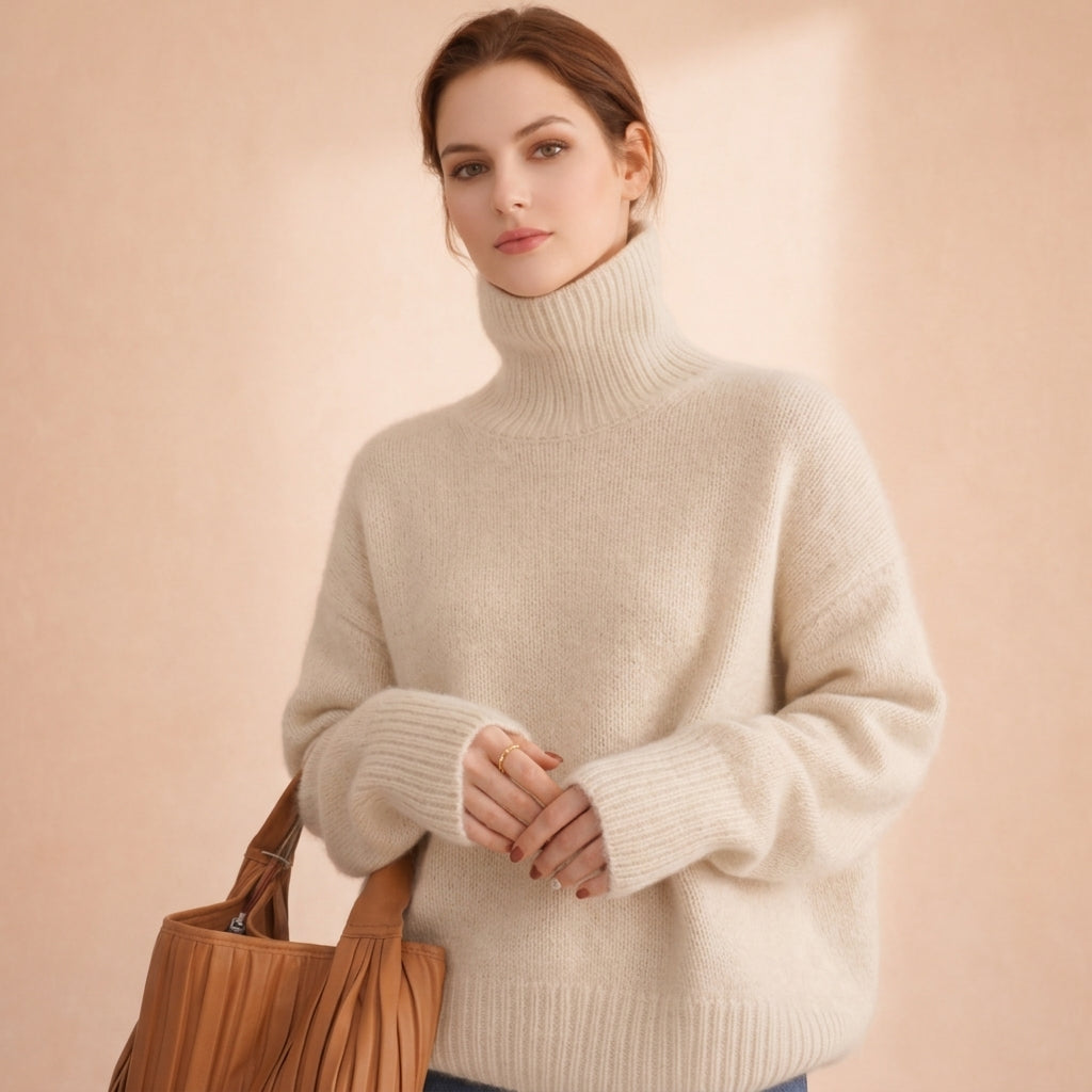Cashmere-Feel Enveloping Roll Neck Jumper