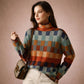 Cashmere-Feel Multicolour Roll Neck Jumper