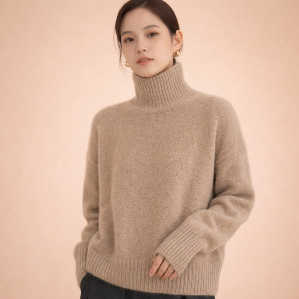 Cashmere-Feel Enveloping Roll Neck Jumper