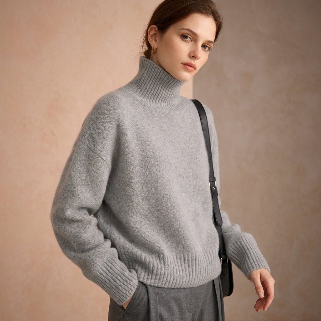 Cashmere-Feel Enveloping Roll Neck Jumper