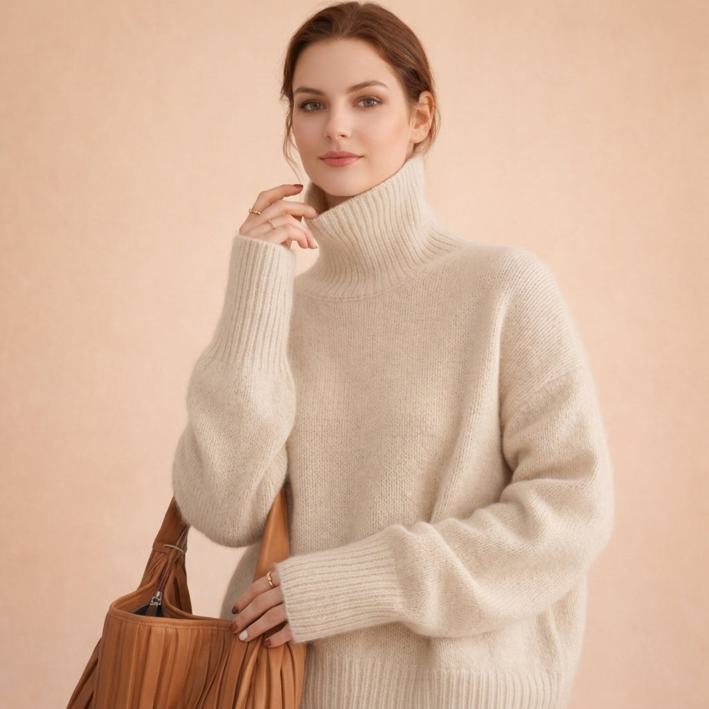 Cashmere-Feel Enveloping Roll Neck Jumper