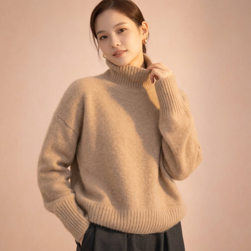 Cashmere-Feel Enveloping Roll Neck Jumper
