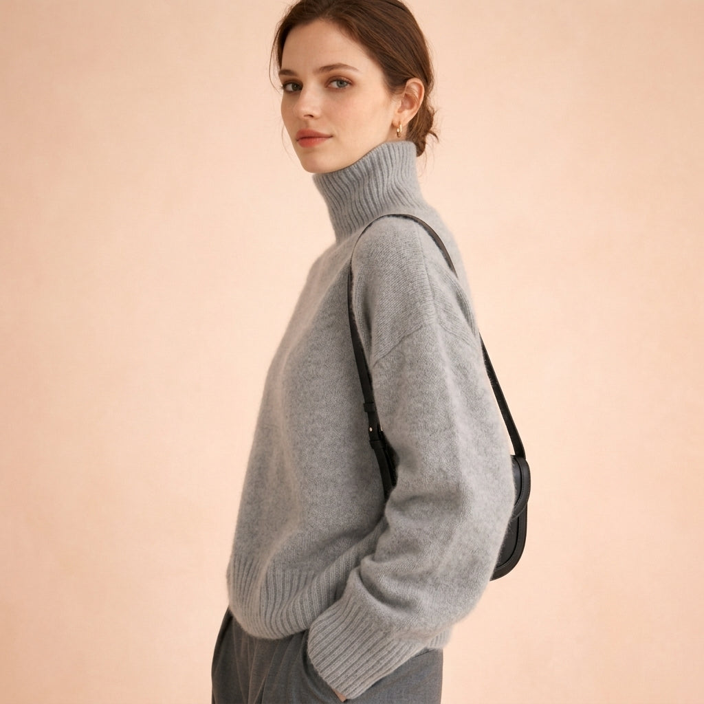Cashmere-Feel Enveloping Roll Neck Jumper