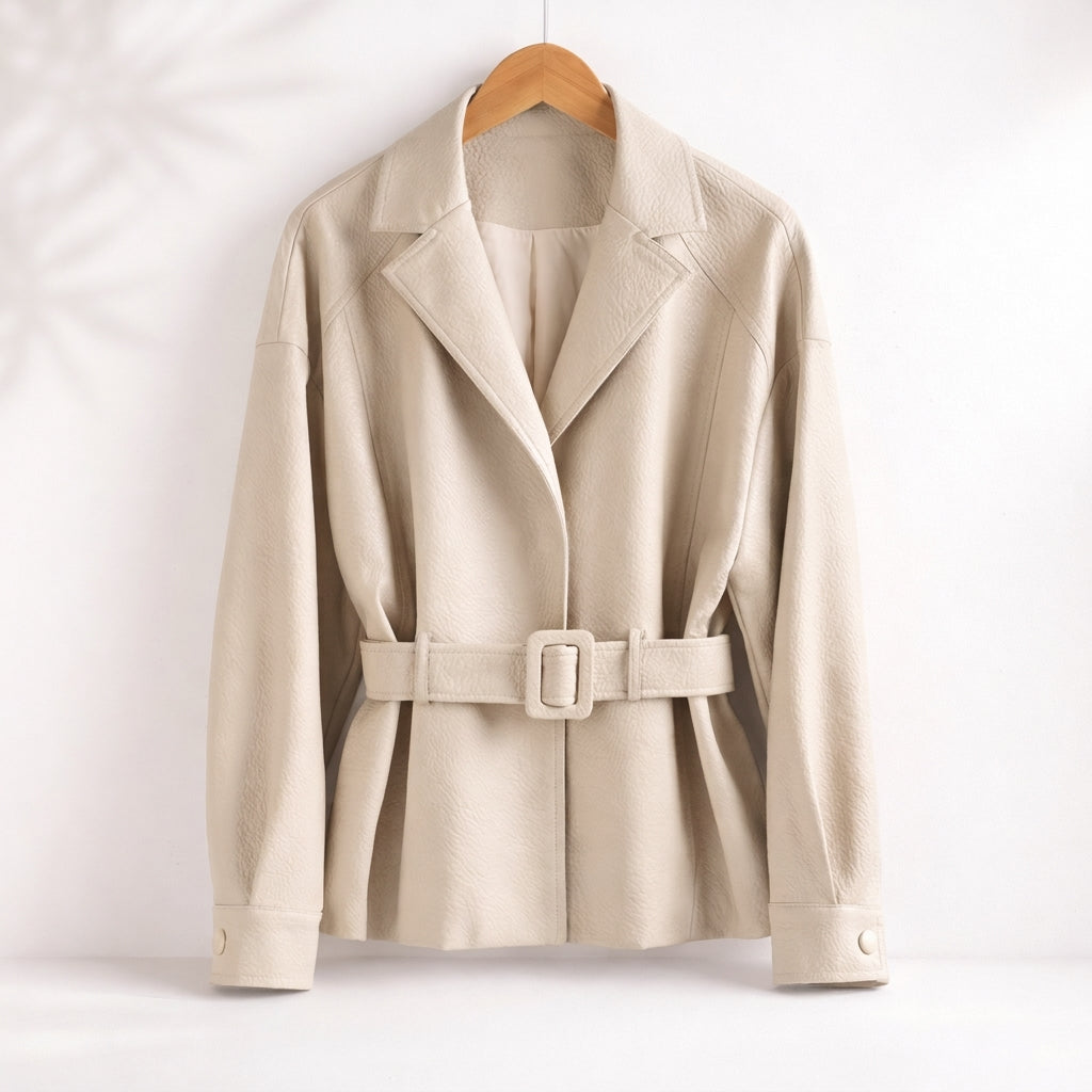 Jacket Faux Leather Faux Shearling with Minimalist Tailored Fit