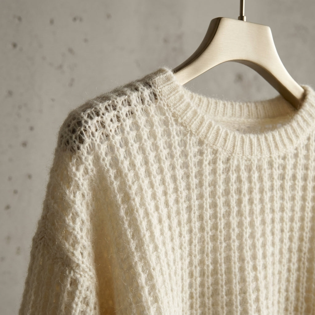Wool Jumper with Hollow Knit Design