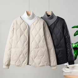 Parka Cotton-Padded Quilted Windproof with Single-Breasted Closure