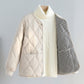Parka Cotton-Padded Quilted Windproof with Single-Breasted Closure