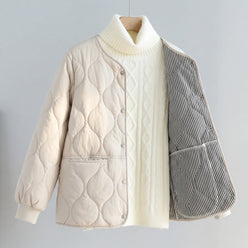 Parka Cotton-Padded Quilted Windproof with Single-Breasted Closure