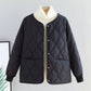 Parka Cotton-Padded Quilted Windproof with Single-Breasted Closure