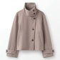 Wool Jacket Stand Collar Standard Fit with Roll Sleeves