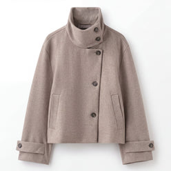 Wool Jacket Stand Collar Standard Fit with Roll Sleeves