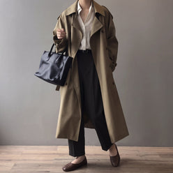 Trench Coat Gabardine Double-Breasted with Adjustable Belt