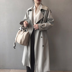 Trench Coat Gabardine Double-Breasted with Adjustable Belt