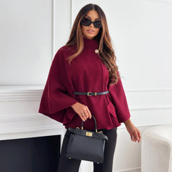 Jacket Wool Blend Single-Breasted with Batwing Sleeves