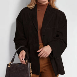 Overcoat Wool Blend Single-Breasted Short with Refined Lapel