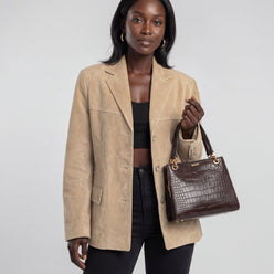 Overcoat Wool Blend Single-Breasted Short with Refined Lapel