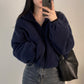 Fleece Jacket Sherpa Teddy Cropped with Half-Zip and Funnel Neck