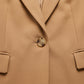Blazer Polyester Tailored Single-Button in Smooth Structured Fabric