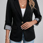 Blazer Polyester Slim Fit with Notched Lapel and Rolled Sleeves