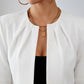 Blazer Polyester Cropped Tailored in Smooth Woven Fabric