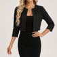 Blazer Polyester Cropped Tailored in Smooth Woven Fabric
