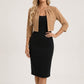 Blazer Polyester Cropped Tailored in Smooth Woven Fabric
