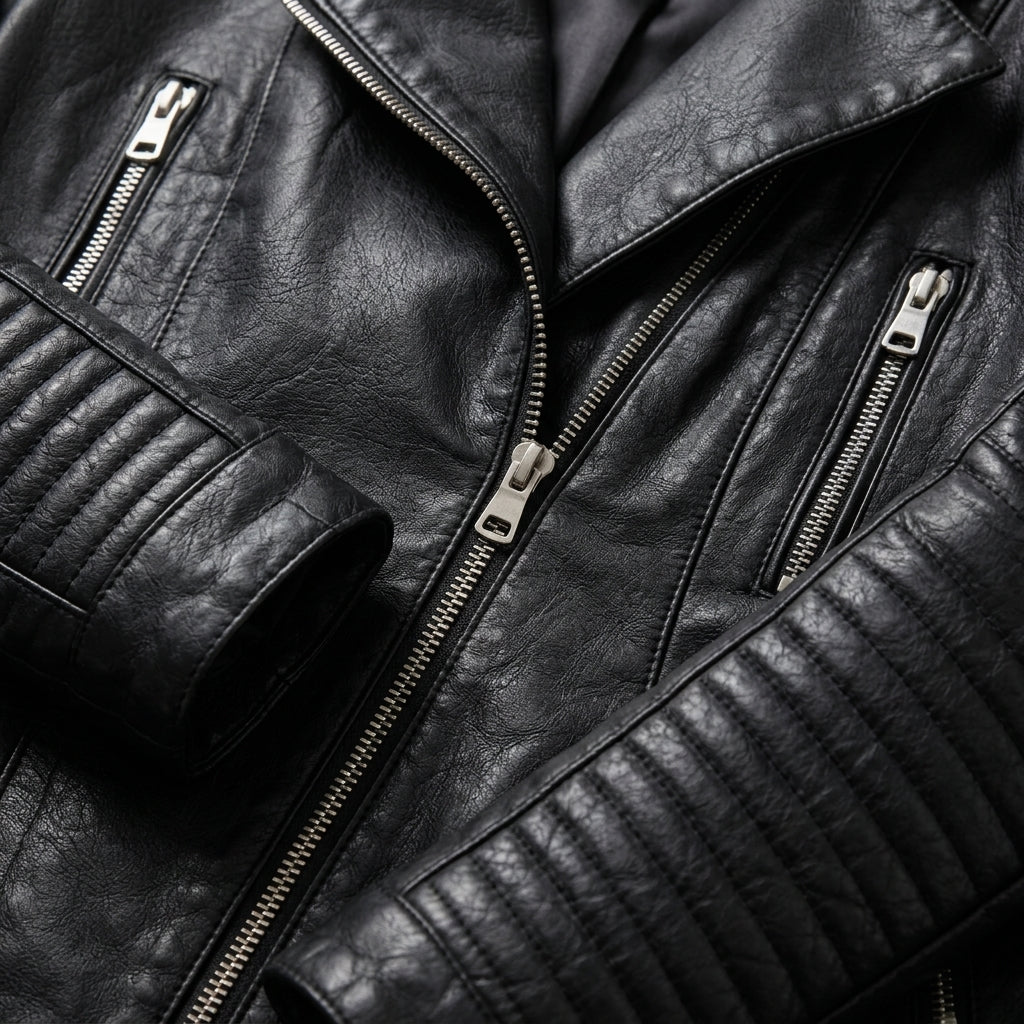 Jacket Faux Leather Softly Structured with Timeless Silhouette